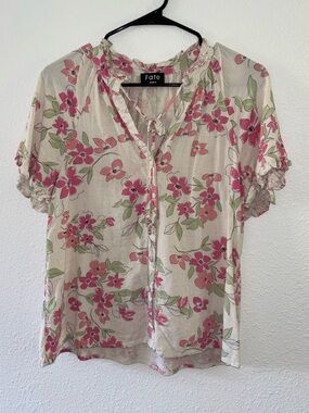 Fate Cream Blouse with Pink Floral Print